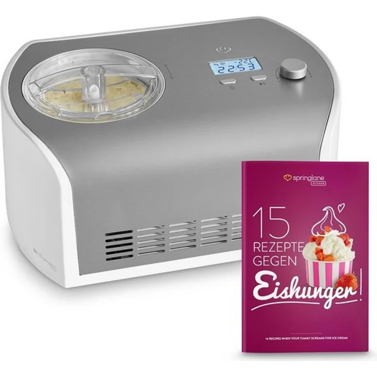 Springlane Eismaschine mit Kompressor inkl. Rezeptheft, 1,2 l, 135 W, Elli – Bild 1