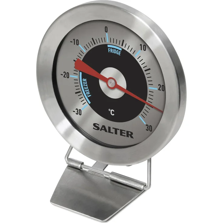 Salter analoges Thermometer für Kühl- und Gefrierschrank - Kühlthermometer Gefrierthermometer Temperaturbereich -30 bis 30°C, Edelstahl Gehäuse, Bimetall Sensor für exakte Ergebnisse