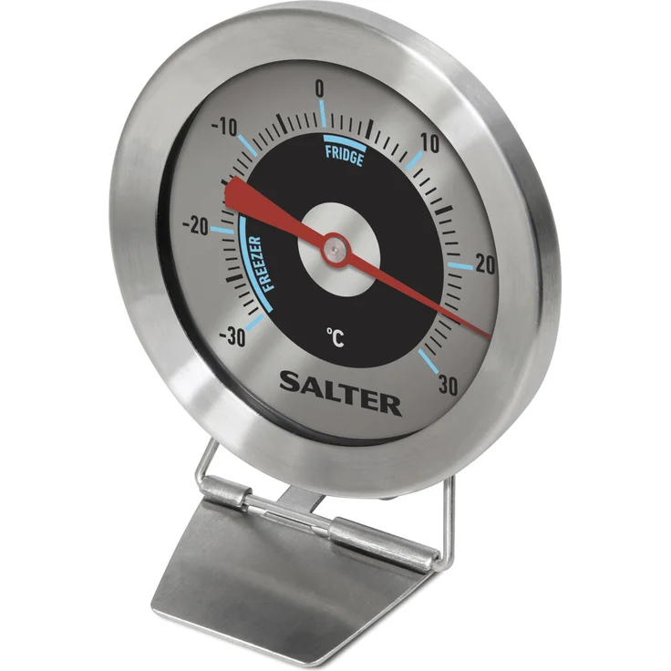 Salter analoges Thermometer für Kühl- und Gefrierschrank - Kühlthermometer Gefrierthermometer Temperaturbereich -30 bis 30°C, Edelstahl Gehäuse, Bimetall Sensor für exakte Ergebnisse