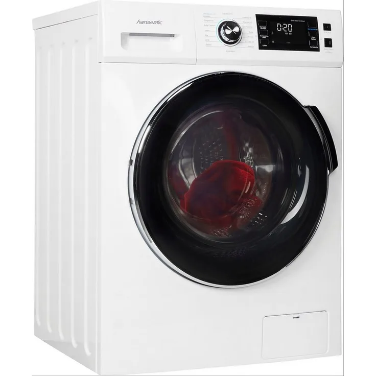 Hanseatic HWMB814B, Frontlader-Waschmaschine, B, Fassungsvermögen 8 kg, Standgerät, Breite 59,5 cm, Startzeitvorwahl, Invertermotor