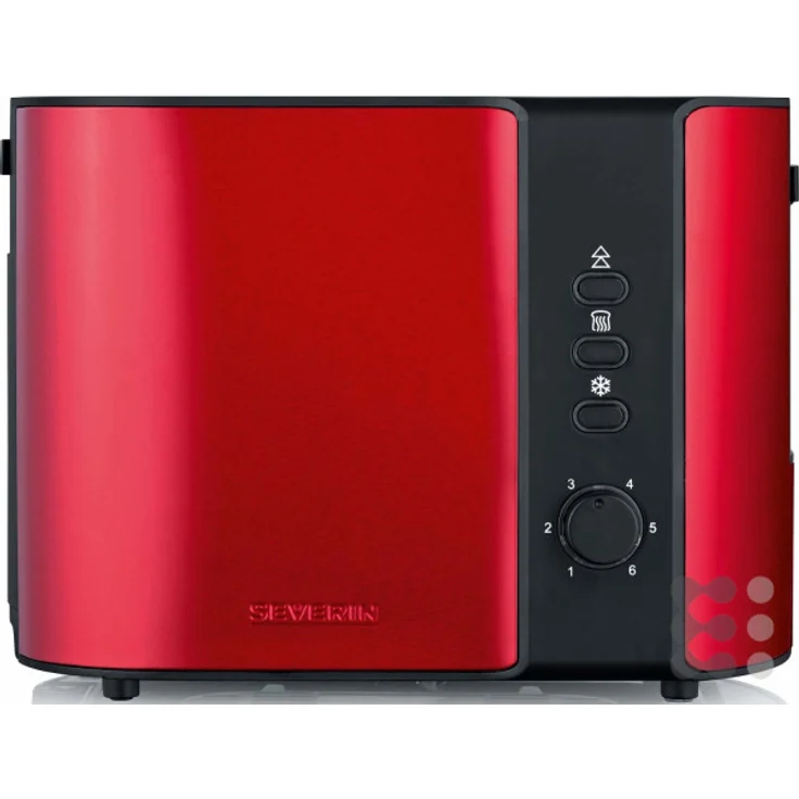 SEVERIN AT 2217 Automatik-Toaster (ca. 800 W, Für 2 Scheiben, Integrierter Brötchen-Röstaufsatz) fire red metallic -schwarz – Bild 1