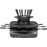 GASTROBACK 42567 Raclette fondue set family and friends, für 8 Personen mit großer gerippter Grillplatte, antihaftbeschichtet, abnehmbar und spülmaschinengeeignet, 1200, schwarz, silber