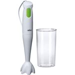 Braun Multiquick 1 MQ 100 Soup Stabmixer | Pürierstab mit 450 W Leistung | Kompakt und mit einer Hand zu bedienen | SplashControl Spritzschutz | Inkl. Mix- und Messbecher | Grau/Weiß