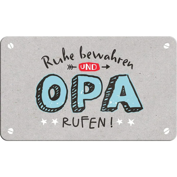 Happy Life 46132 Schneidebrettchen mit Spruch Ruhe bewahren und Opa rufen, Resopal-Brettchen, Grau, Hellblau