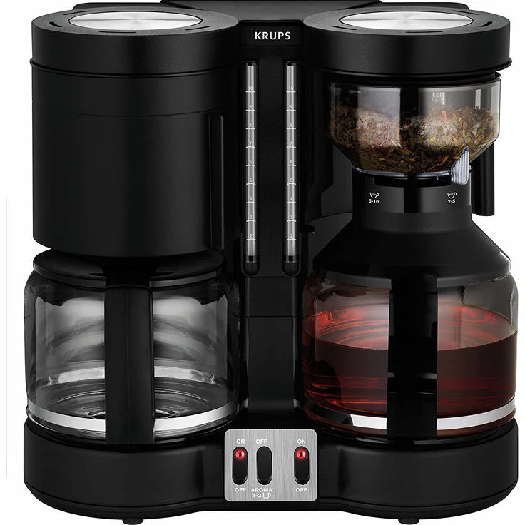 Krups KM8508 Doppel-Kaffeeautomat Duothek Plus, Kombiautomat Kaffee-Tee, 2 x 10 Tassen, schwarz – Bild 3