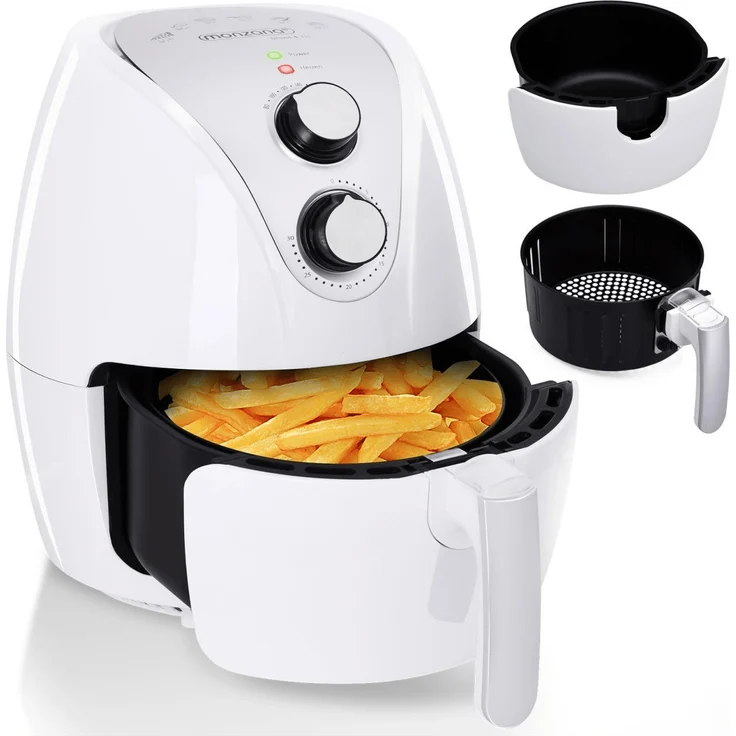 Monzana Heißluftfritteuse 9-in-1 inkl. Rezeptheft, ohne Öl, 1500 Watt, 3,6 Liter Fassungsvermögen, weiß – Bild 1