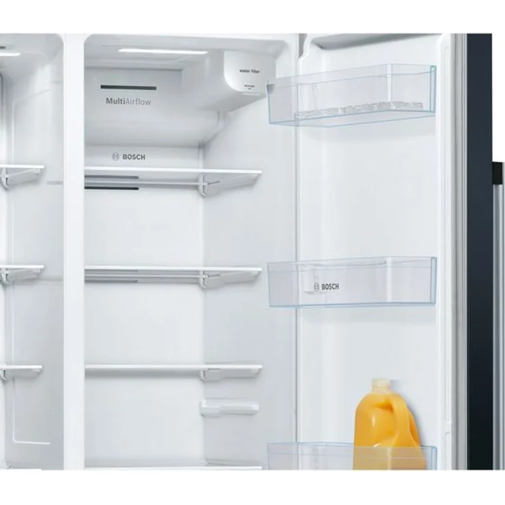 Bosch Serie 6 KAD93VBFP Side-by-Side-Kühlschrank, freistehend, schwarz, NoFrost, Schnellkühlen und -gefrieren, Wasser- und Eiswürfelspender, Festwasseranschluss, Breite 91 cm – Bild 5