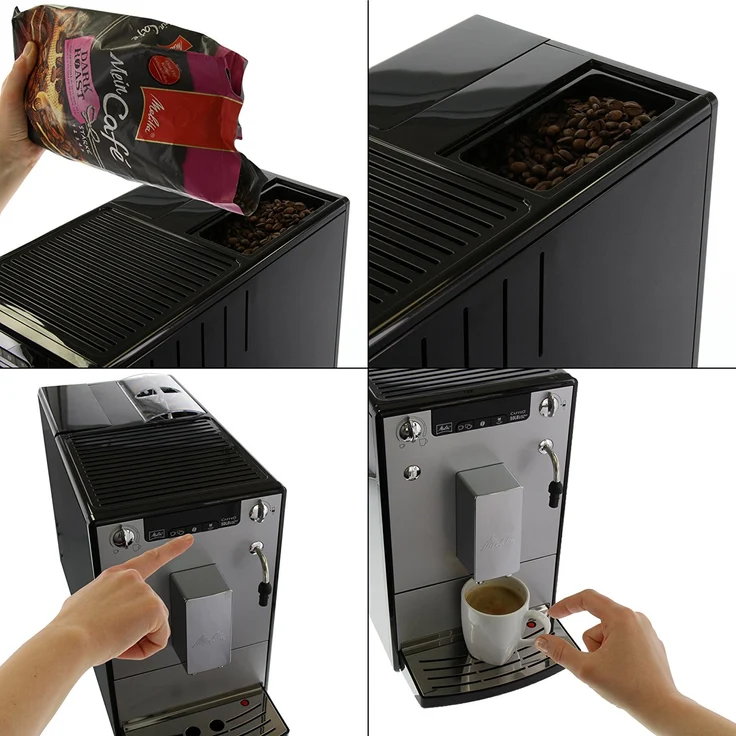 Melitta Caffeo Solo & Perfect Milk E957-103 Schlanker Kaffeevollautomat mit Auto-Cappuccinatore und integriertem Mahlwerk | Automatische Reinigungsprogramme | Automatische Mahlmengenregulierung | Silber, mit Milchsystem – Bild 2