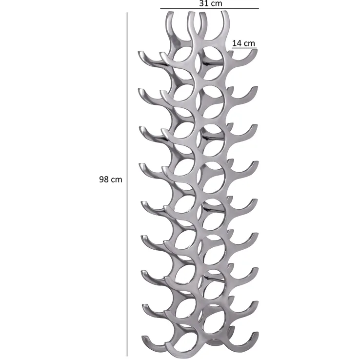 FineBuy Weinregal Design 98 cm für 27 Flaschen Aluminium Silber