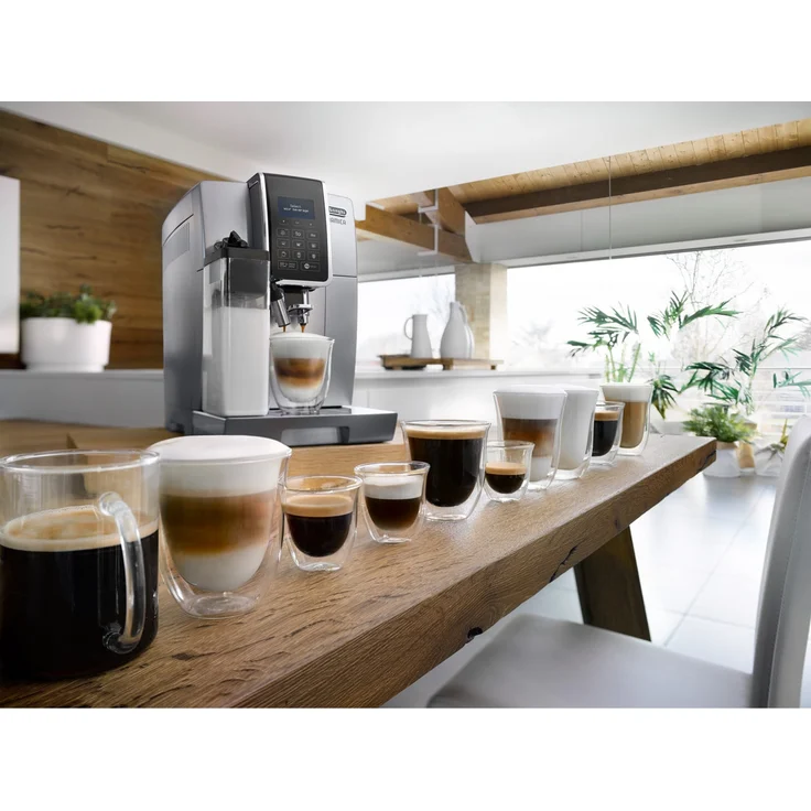 De'Longhi Dinamica ECAM 350.75.S Kaffeevollautomat mit Milchsystem und integriertem Mahlwerk, Cappuccino und Espresso und auf Knopfdruck, Digitaldisplay mit Klartext, 2-Tassen-Funktion, Großer 1,8 Liter Wassertank, silber – Bild 6