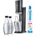 SodaStream Crystal 2.0 titan Wassersprudler mit 2 Glaskaraffen (Füllmenge: 0,6 Liter) und 1 Kohlensäure-Zylinder (Standard-Zylinder)