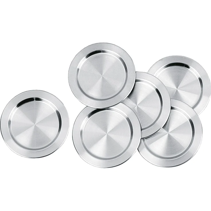 APS Untersetzer Set (6 Stück) aus hochwertigem Edelstahl poliert, Ø 12 cm, schwere Ausführung, Rand eingerollt, hochglanzpolierte Glasuntersetzer, rund – Bild 2