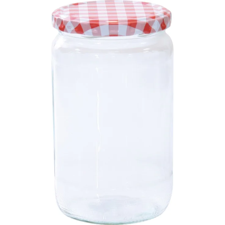 AXENTIA Wurstglas 720 ml mit Deckel 82 mm Karo rot-weiß