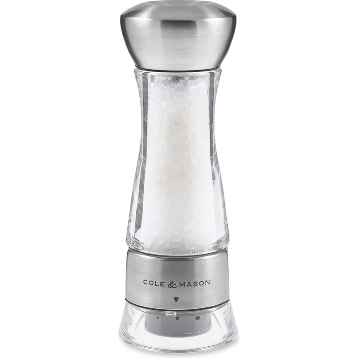 Cole & Mason Windermere 165mm Edelstahl-Acryl Salzmühle, Clear-Stainless Steel, 16.5 cm
