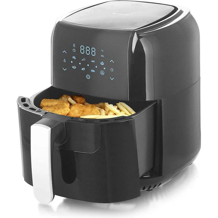 Emerio AF-123544 SmartFryer, AirFryer, Heißluftfritteuse, Frittieren mit heißer Luft-ohne zusätzliches Öl 5.5 Liter Volumen, 1400 Watt, Schwarz