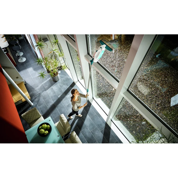 Leifheit Fenstersauger Set Dry and Clean mit Stiel 51001 für 360° streifenfreie Reinigung, Fensterreiniger verwendbar bis zu 35 min, Fensterputzer mit Stand-by-Automatik und Click-System – Bild 7
