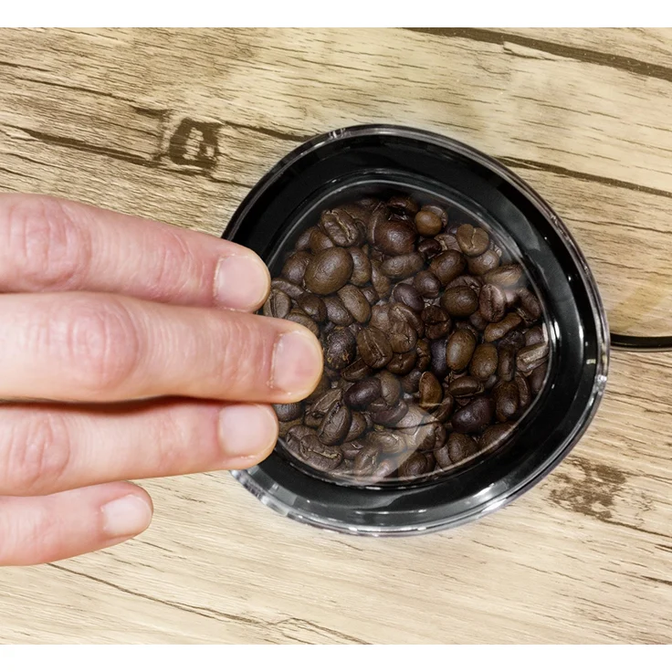 ROMMELSBACHER Kaffeemühle EKM 100 - Schlagmesser aus Edelstahl, Edelstahl Bohnenbehälter, Füllmenge 70 g, Mahlgrad über Mahldauer wählbar, auch für Gewürze, Zucker, Nüsse, 200 Watt, Edelstahl – Bild 5