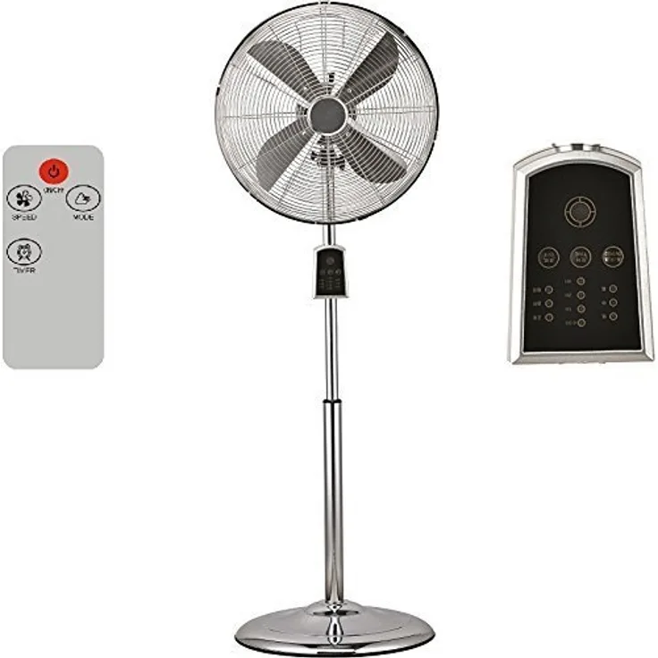 Syntrox Digitaler Retro Chrom Standventilator mit Fernbedienung