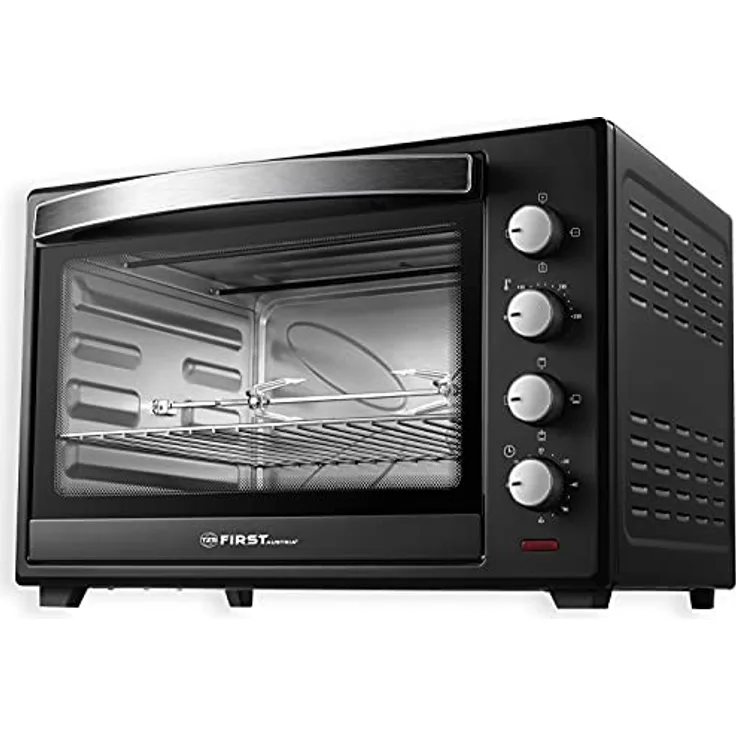 TZS First Austria 60L 1600 Watt Mini Backofen mit Innenbeleuchtung Drehspieß Rotisserie Umluft-Fun