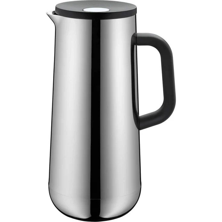 WMF Isolierkanne Thermoskanne Impulse Cromargan Edelstahl, 1,0 l, für Kaffee oder Tee Druckverschluss hält Getränke 24h kalt und warm – Bild 1