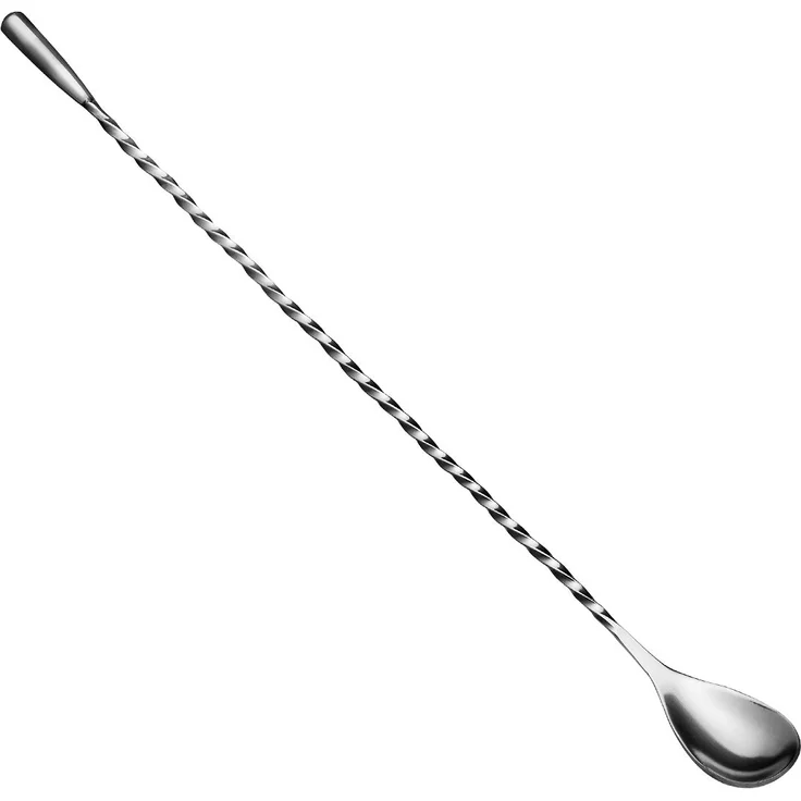Barlöffel gedreht Teardrop mit Metallknauf 36,5cm - Edelstahl