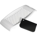 FACKELMANN Spätzlereibe mit Teigschaber, Spätzlehobel aus Kunststoff, Spätzlepresse mit Teigkarte (Farbe: Weiß), Menge: 1 Stück