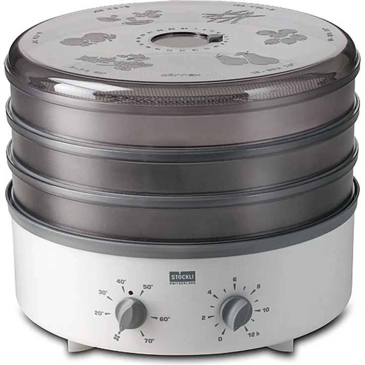 Stöckli Dörrgerät mit Timer und 3 Metallgittern, 600 Watt, grau weiß