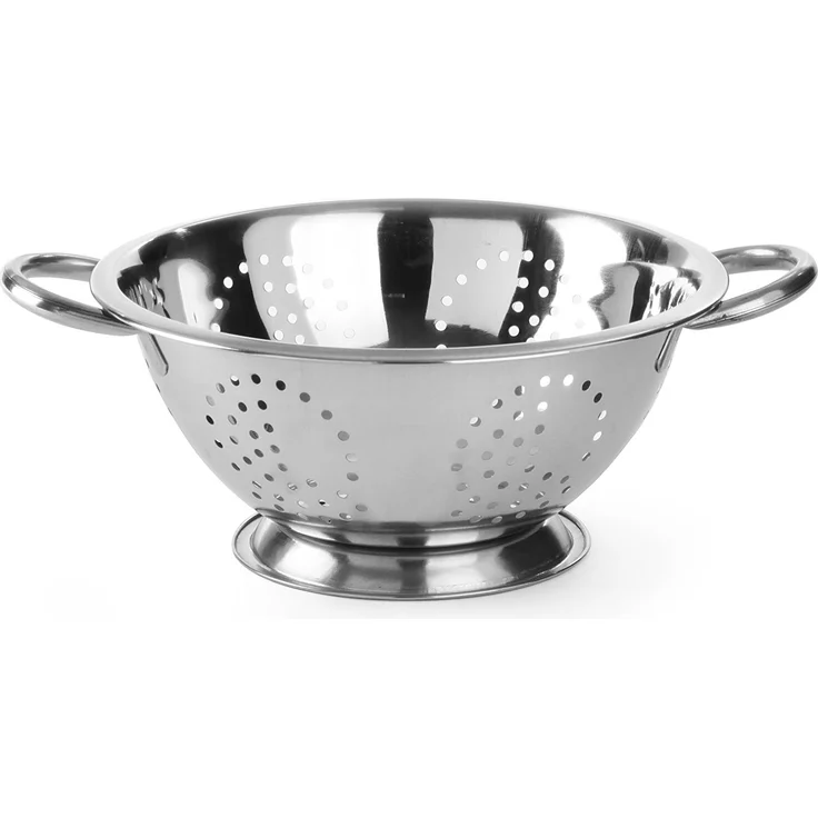 HENDI Seiher, mit Untersatz und 2 Griffen, Sieb, Nudelsieb, Küchensieb, ø240x(H)110mm, Edelstahl