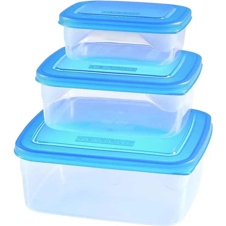 Heidrun 1802 3er Set Gefrier- und Frischhaltedosen, Plastik, Transparent, 20 x 20 x 7 cm