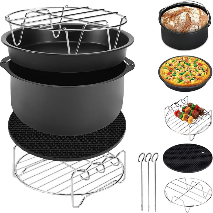 Zubehör für Heißluftfritteuse Airfryer Heißluft Fritteuse 8 tlg.