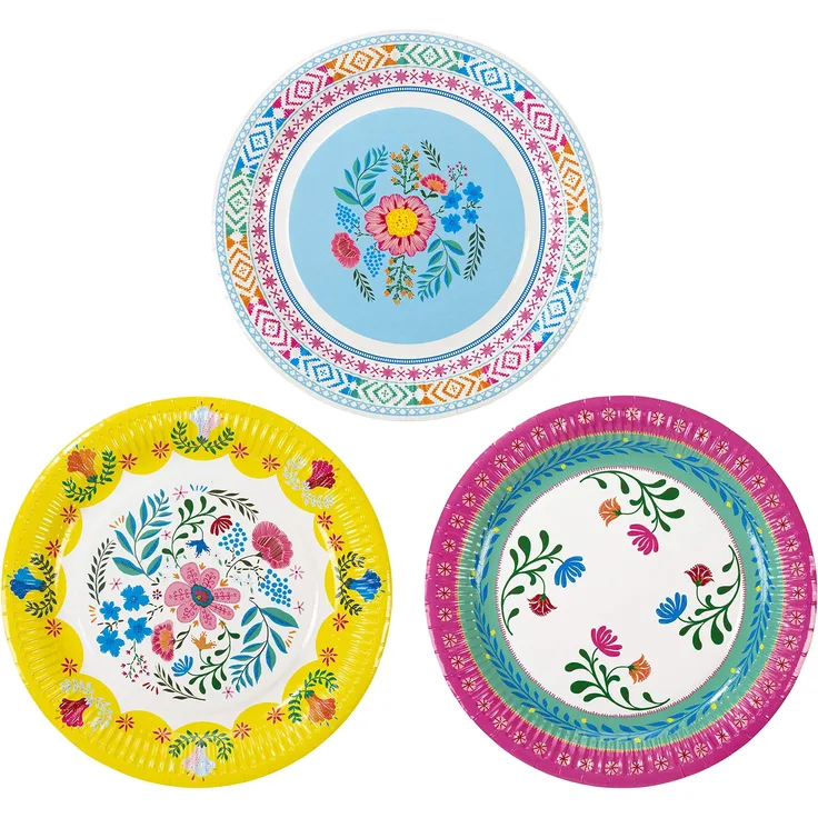 Talking Tables BOHO-PLATE-FLORAL-M Pappteller mit Lamamotiv, Papier, Multi, 2.5 x 22.7 x 22.7 cm, 12