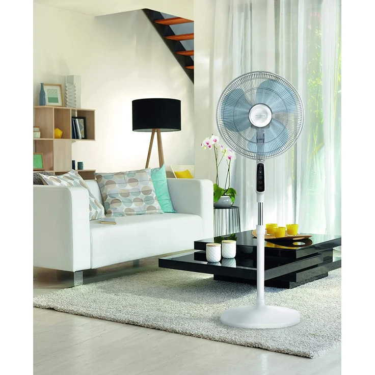 Rowenta VU4440 Essential+ Standventilator, 3 Geschwindigkeitsstufen, Timer-Funktion, verstellbarer Neigungswinkel, 39 Watt, inkl. Fernbedienung, weiß – Bild 6