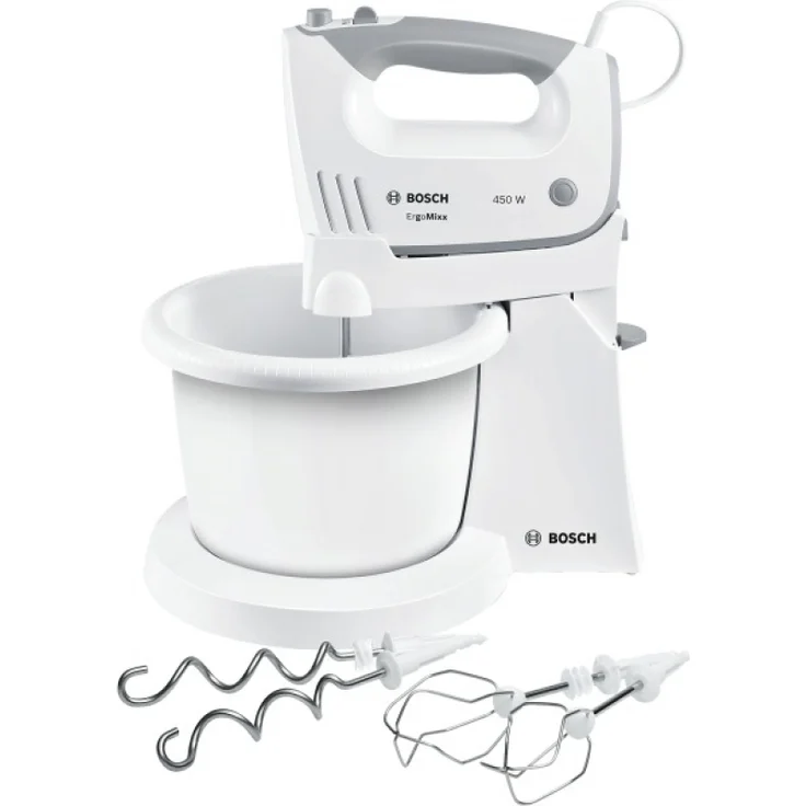 Bosch MFQ36460 ErgoMixx Handrührer (450 W, spülmaschinengeeignet, Geräteständer mit Rührschüssel, sehr leise, freihändige Anwendung) weiß – Bild 4