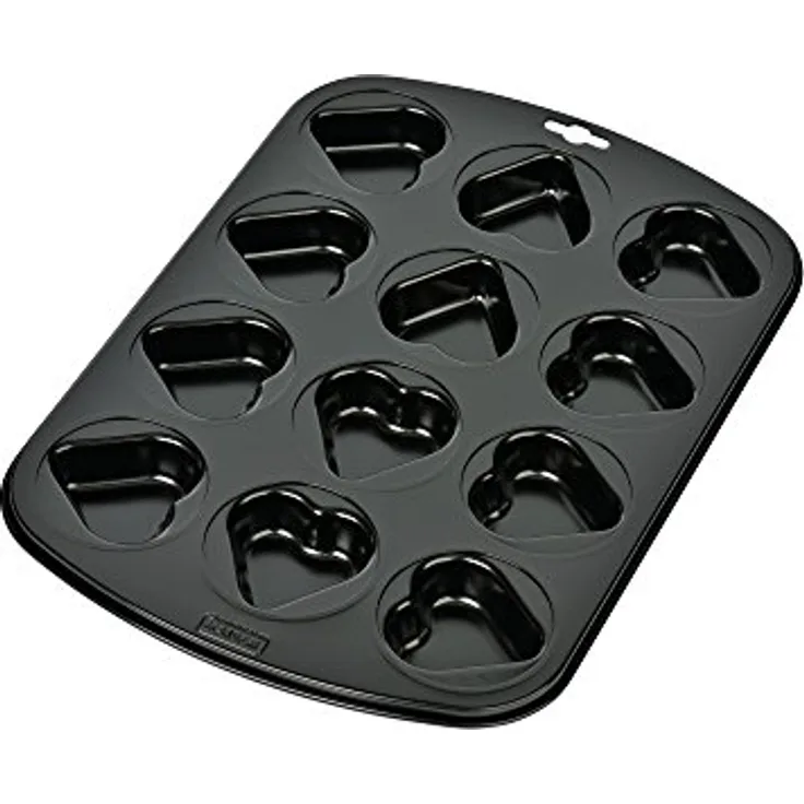 Kaiser Mini-Herz Muffinform, für 12 Muffins, 38 x 27 cm, Standardgröße antihaftbeschichtet kurze Backzeit für süße und herzhafte Rezepte