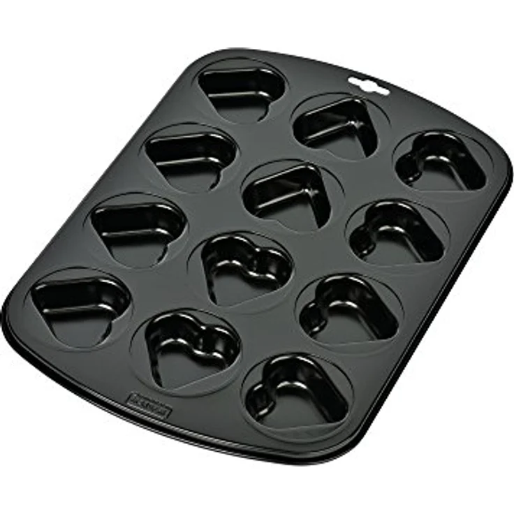 Kaiser Mini-Herz Muffinform, für 12 Muffins, 38 x 27 cm, Standardgröße antihaftbeschichtet kurze Backzeit für süße und herzhafte Rezepte – Bild 1