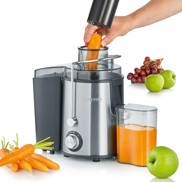 Severin ES 3566 Entsafter, 400 W, mit 500 ml Saftbehälter, Sicherheitsverriegelung, schwarz-edelstahl – Bild 2