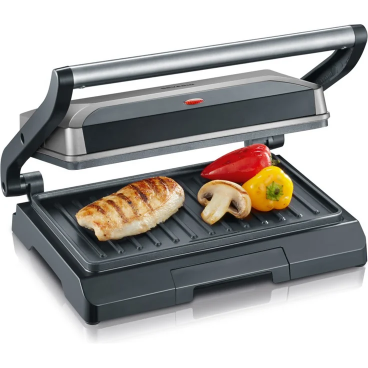SEVERIN KG 2394 Kontaktgrill 800 W, Kompakt mit Slim-Design metallic grau-schwarz – Bild 2