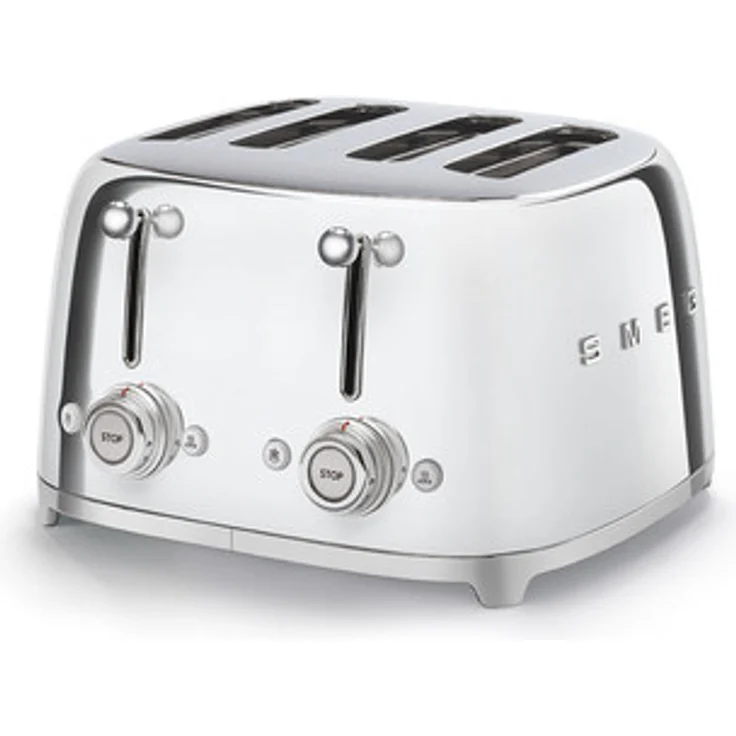 Smeg TSF03SSEU 4-Scheiben-Toaster, 2000W, 6 Bräunungsstufen, Metall, chrome
