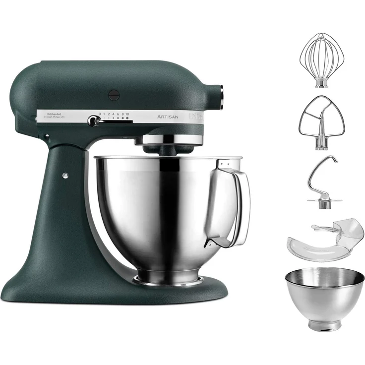 Kitchenaid 5KSM185PSEPP Küchenmaschine mit Direktantrieb, 300W, 4,8L Schüssel, inkl. 3 L polierte Schüssel, Spritzschutz, Zinkdruckguss, pebbled palm, Serie: 5KSM185PS – Bild 2