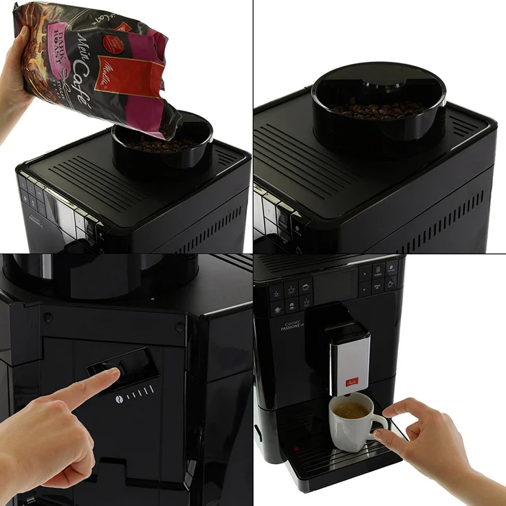 Melitta Caffeo Passione OT F531-102, Kaffeevollautomat mit Milchsystem und integriertem Mahlwerk, One Touch Funktion, Schwarz – Bild 4