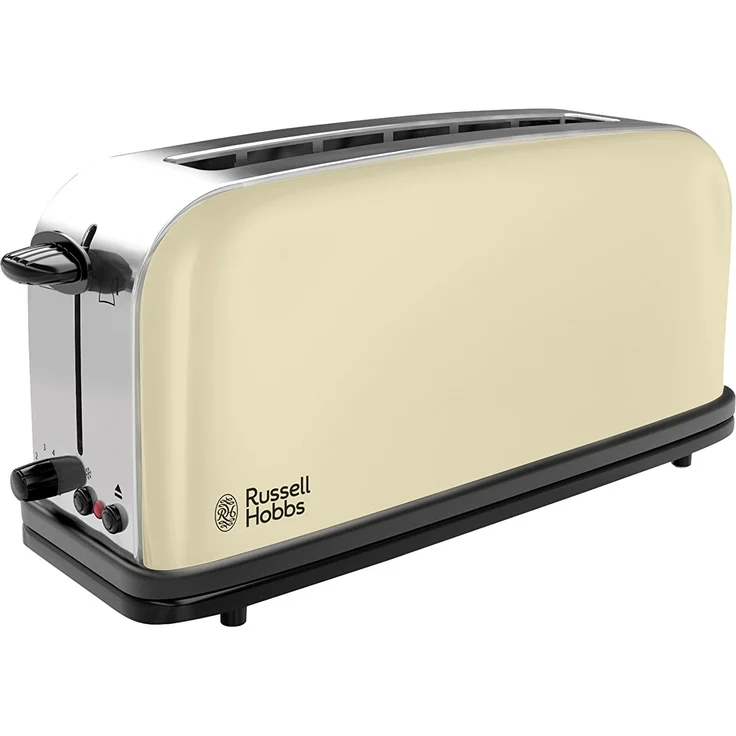 Russell Hobbs Toaster Langschlitz Colours+ creme, extra breite 1 Langschlitzkammer, inkl. Brötchenaufsatz, 6 einstellbare Bräunungsstufen + Auftaufunktion, 1000W, 21395-56 – Bild 1