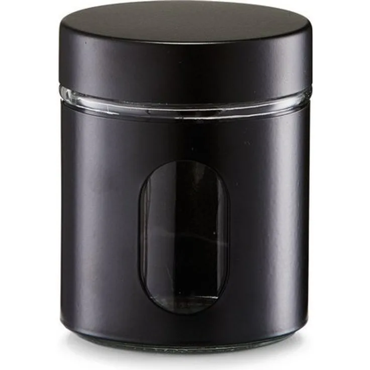 Zeller Present Vorratsglas, Glas, Metall, 0,6L, schwarz