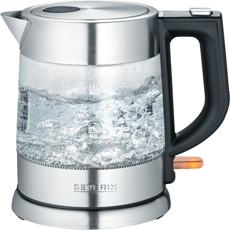 SEVERIN WK 3468 Glas-Wasserkocher (ca. 2.200 W, 1 L) edelstahl-schwarz