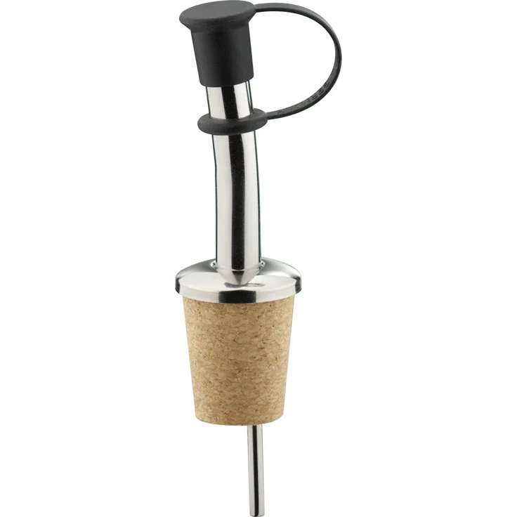 Westmark 2 Spirituosen-Ausgießer für Flaschen, Mit Verschlusskappe und Luftröhrchen, Naturkorken, Rostfreier Edelstahl, Inox-Standard, Verchromt, 45302280