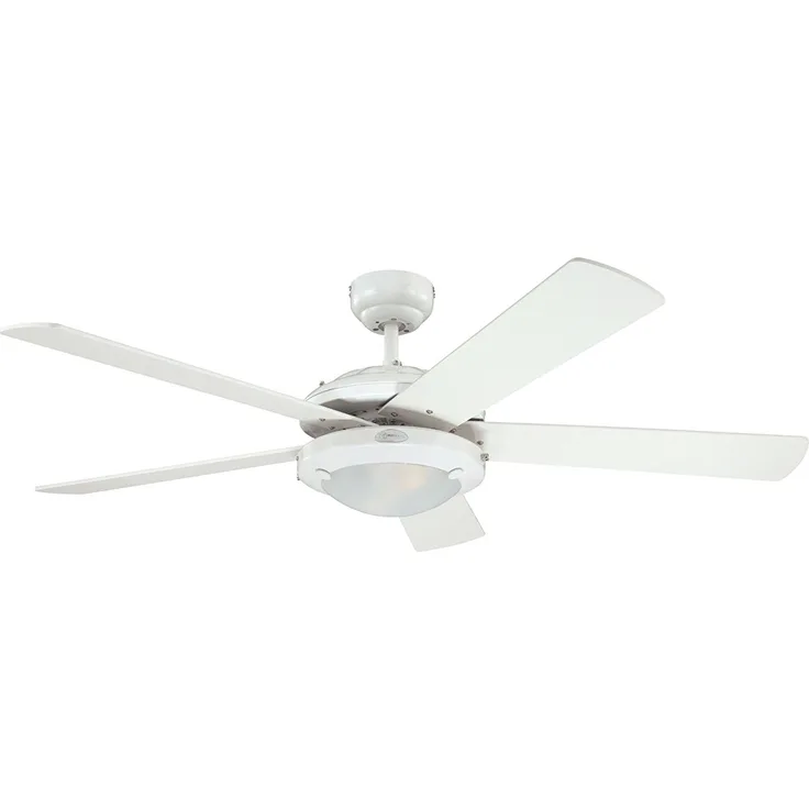 132 cm Deckenventilator Comet 78017 mit Einzelleuchte und fünf Flügeln, Ausführung in Weiß mit Opalmilchglas