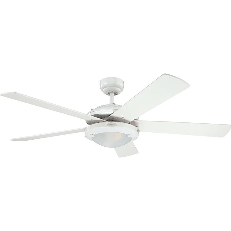 132 cm Deckenventilator Comet 78017 mit Einzelleuchte und fünf Flügeln, Ausführung in Weiß mit Opalmilchglas – Bild 1