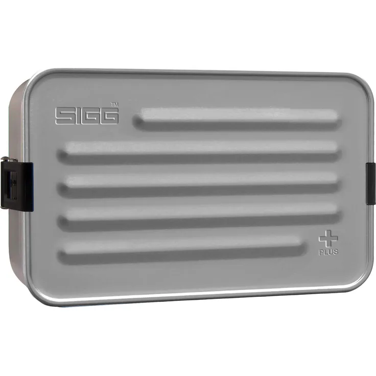 SIGG Metal Box Plus L, Lunchbox 1.2 L, moderne Brotdose mit praktischem Einsatz, federleichte Brotbox aus Aluminium mit Trennwand, Silber