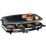 Cloer 6430 Raclette-Grill mit Naturstein, 1200 Watt, 8 Pfännchen antihaftbeschichtet mit wärmeisolierten Griffen
