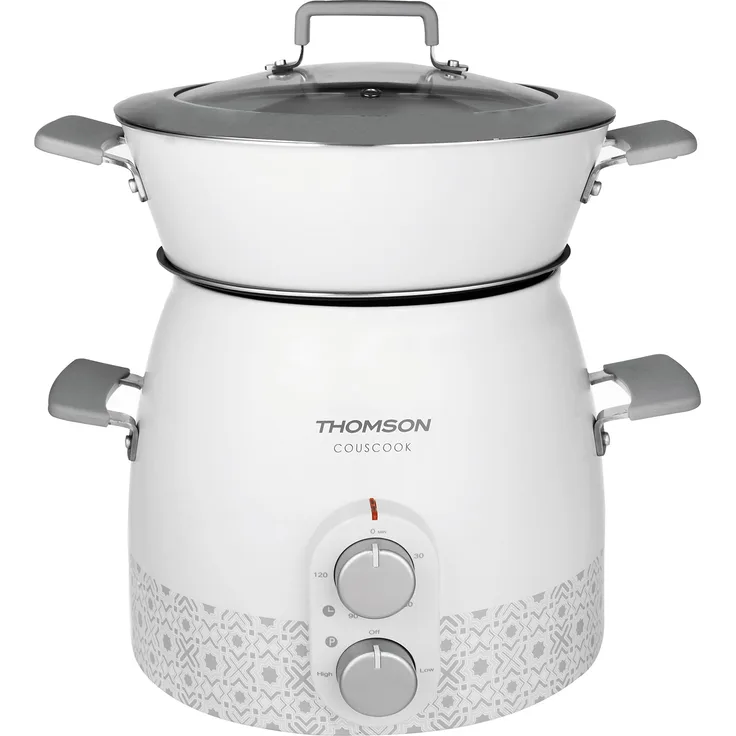 Thomson THFS07945 elektrischer Couscous-Zubereiter maximal 5,2 L, inkl. Aluminium-Dampfgaraufsatz weiß.