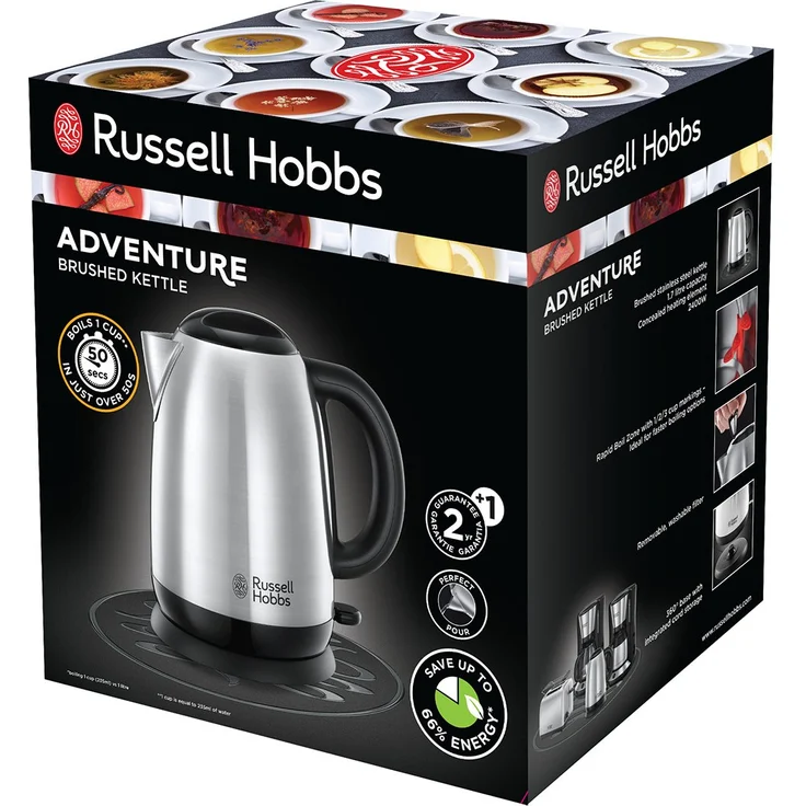 Russell Hobbs Wasserkocher, Adventure, 1,7l, 2400W, Schnellkochfunktion, Edelstahl, herausnehmbarer Kalkfilter, optimierte Ausgusstülle, Füllmengenmarkierung, Teekocher 23912-70 – Bild 5